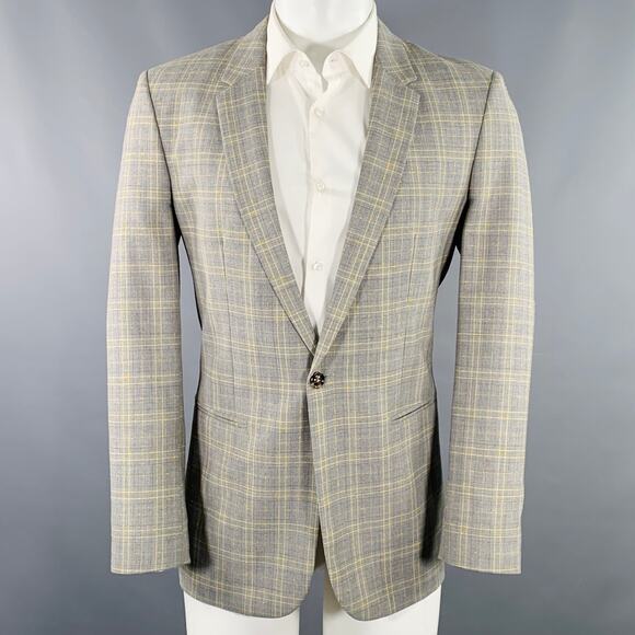 MAISON MARTIN MARGIELA Size 38 Grey Yellow Plaid Sport Coat - Picture 1 of 10